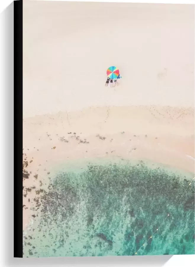 KuijsFotoprint Canvas Gekleurde Parasol op het Strand 40x60cm Foto op Canvas Schilderij (Wanddecoratie op Canvas)
