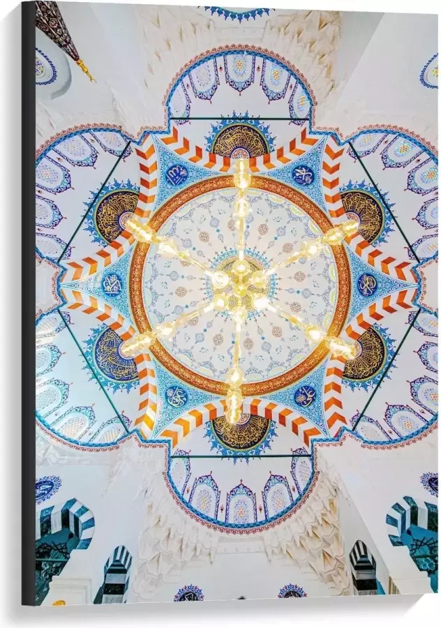 KuijsFotoprint Canvas Grote Lamp aan Beschilderd Plafond 60x90cm Foto op Canvas Schilderij (Wanddecoratie op Canvas)