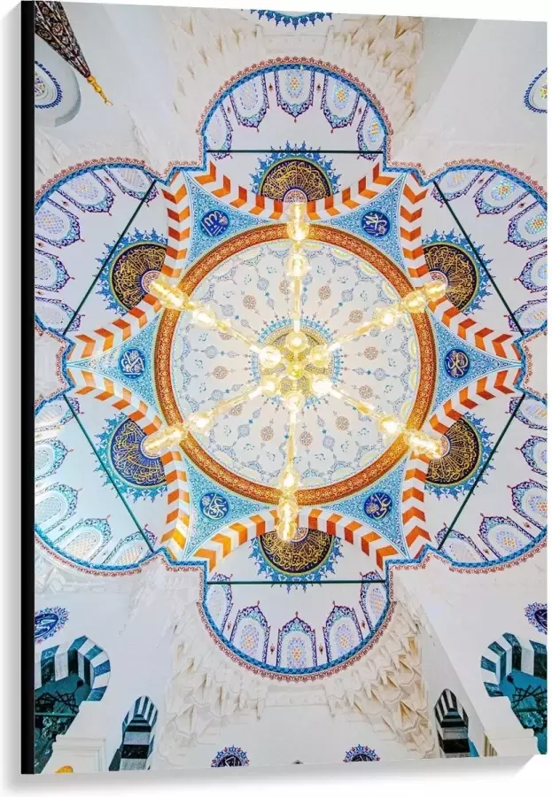 KuijsFotoprint Canvas Grote Lamp aan Beschilderd Plafond 80x120cm Foto op Canvas Schilderij (Wanddecoratie op Canvas)