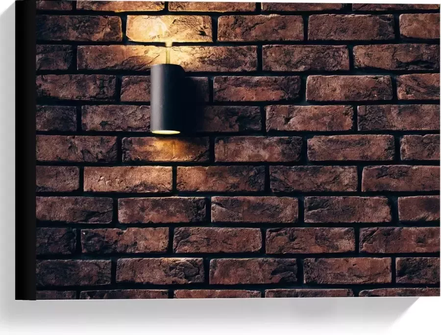 KuijsFotoprint Canvas Lamp aan Bakstenen Muur 40x30cm Foto op Canvas Schilderij (Wanddecoratie op Canvas)