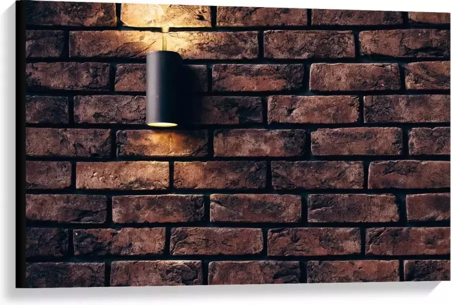 KuijsFotoprint Canvas Lamp aan Bakstenen Muur 90x60cm Foto op Canvas Schilderij (Wanddecoratie op Canvas)