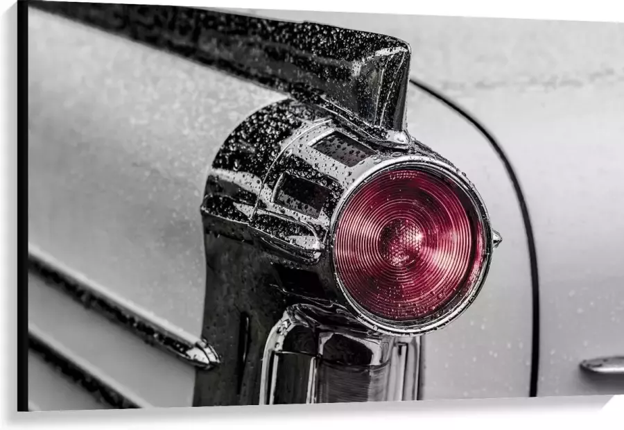 KuijsFotoprint Canvas Lamp van Auto met Regen 120x80cm Foto op Canvas Schilderij (Wanddecoratie op Canvas)