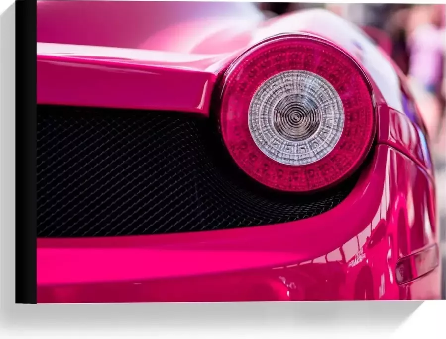 KuijsFotoprint Canvas Lamp van Felroze Auto 40x30cm Foto op Canvas Schilderij (Wanddecoratie op Canvas)