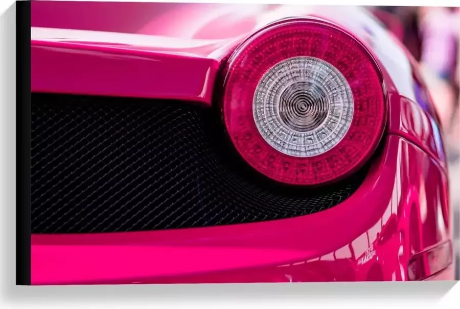 KuijsFotoprint Canvas Lamp van Felroze Auto 60x40cm Foto op Canvas Schilderij (Wanddecoratie op Canvas)