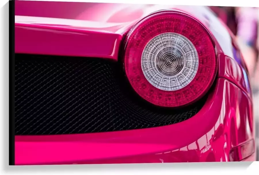 KuijsFotoprint Canvas Lamp van Felroze Auto 90x60cm Foto op Canvas Schilderij (Wanddecoratie op Canvas)