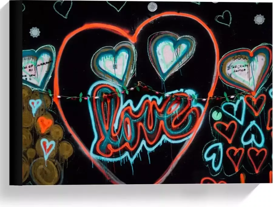 KuijsFotoprint Canvas 'Love' met Lichtgevende Lampen 40x30cm Foto op Canvas Schilderij (Wanddecoratie op Canvas)