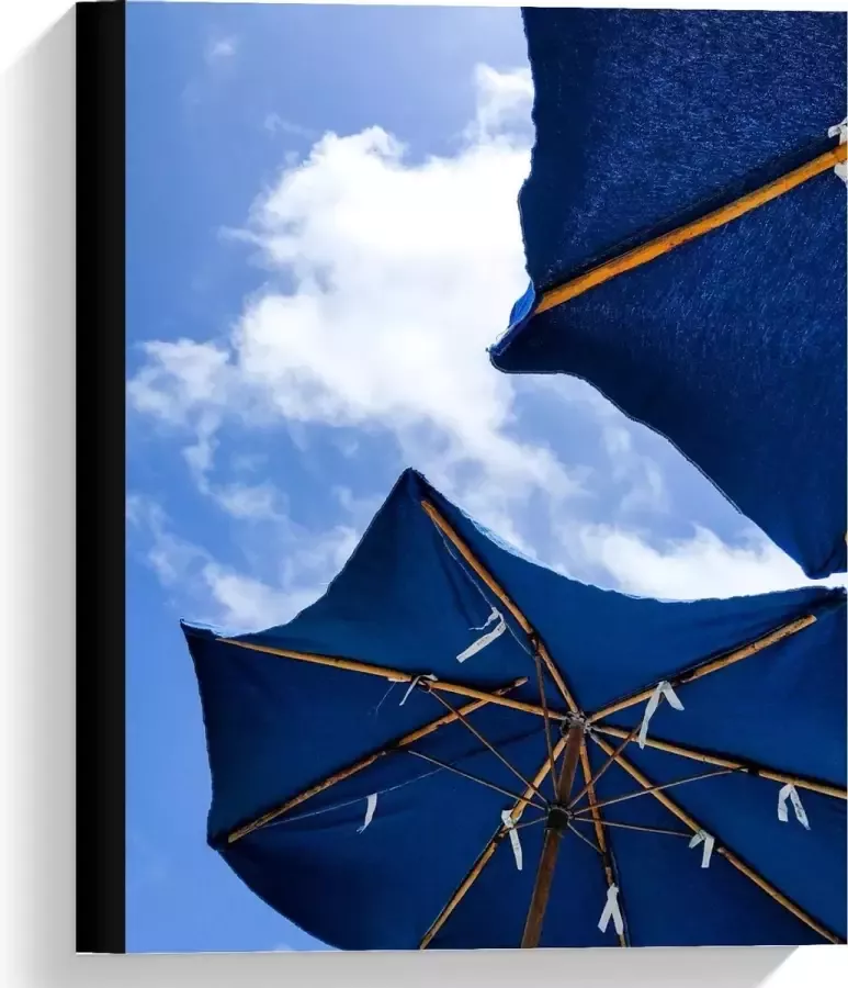 KuijsFotoprint Canvas Onderaanzicht van Blauwe Parasols 30x40cm Foto op Canvas Schilderij (Wanddecoratie op Canvas)