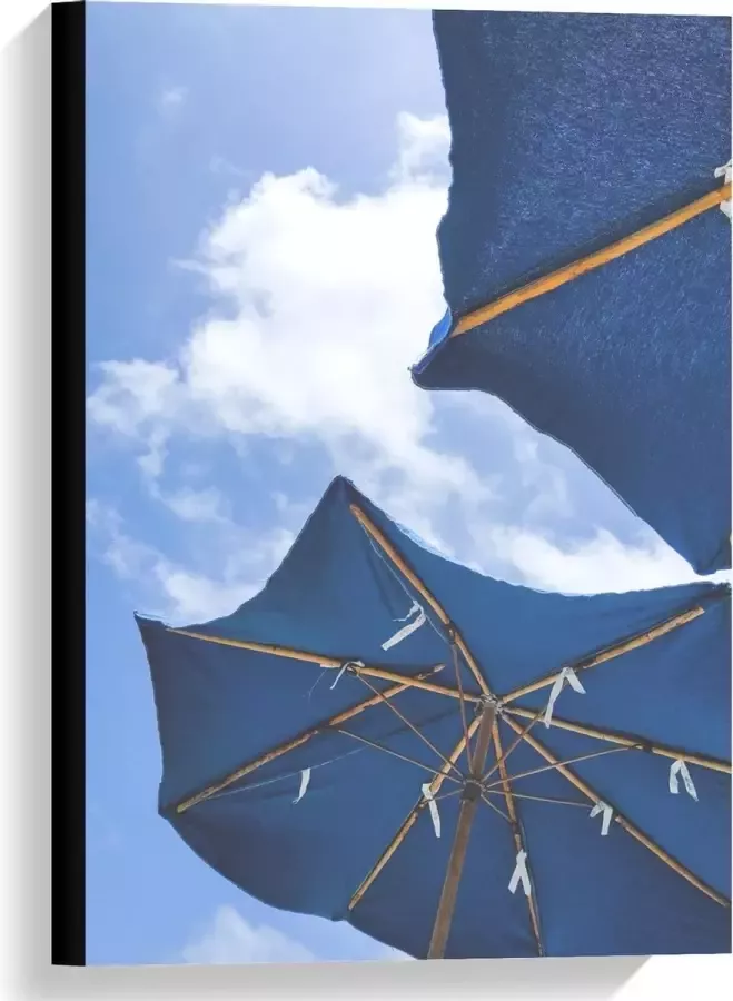 KuijsFotoprint Canvas Onderaanzicht van Blauwe Parasols 40x60cm Foto op Canvas Schilderij (Wanddecoratie op Canvas)