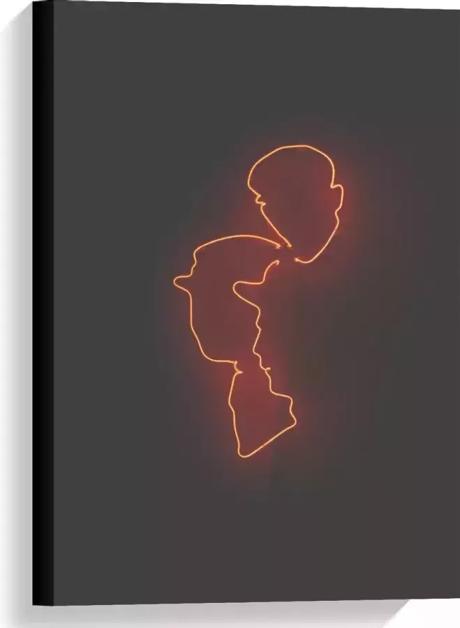 KuijsFotoprint Canvas Oranje Lamp van Gezichten 40x60cm Foto op Canvas Schilderij (Wanddecoratie op Canvas)