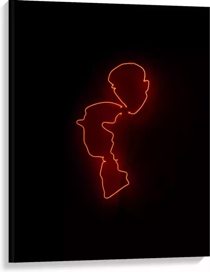 KuijsFotoprint Canvas Oranje Lamp van Gezichten 75x100cm Foto op Canvas Schilderij (Wanddecoratie op Canvas)