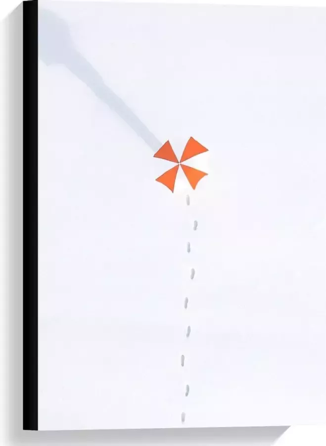 KuijsFotoprint Canvas Parasol met Voetstappen 40x60cm Foto op Canvas Schilderij (Wanddecoratie op Canvas)