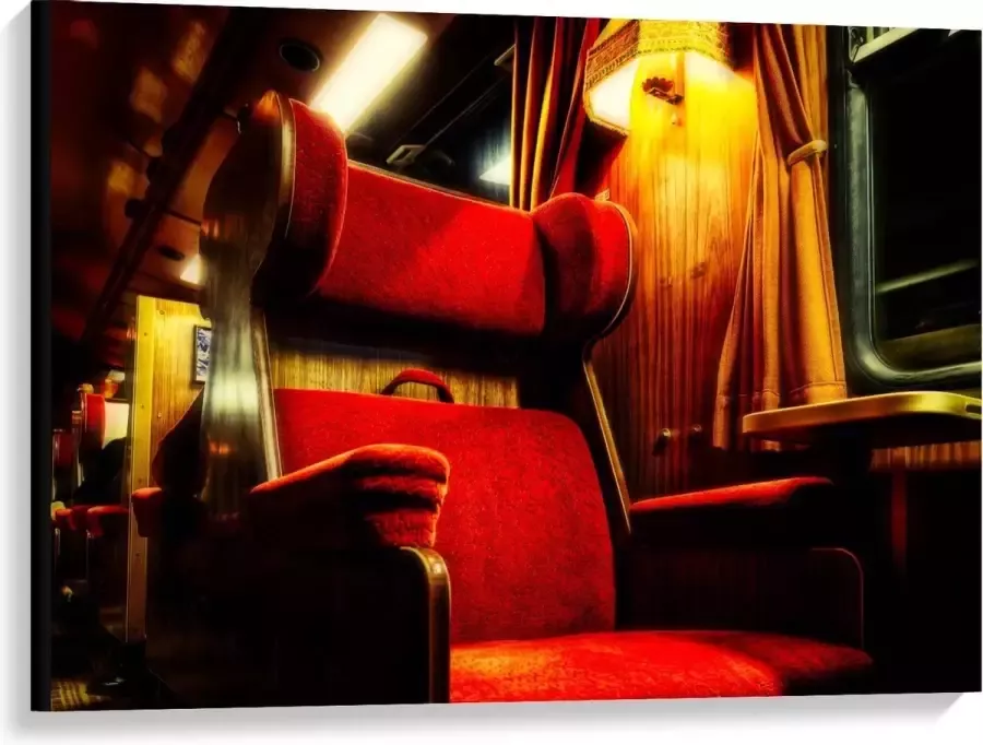 KuijsFotoprint Canvas Rode Luxe Trein Stoelen 100x75cm Foto op Canvas Schilderij (Wanddecoratie op Canvas)