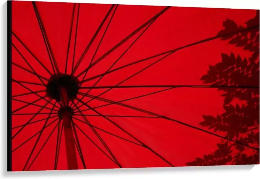 KuijsFotoprint Canvas Rode Parasol 120x80cm Foto op Canvas Schilderij (Wanddecoratie op Canvas)