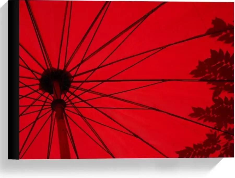 KuijsFotoprint Canvas Rode Parasol 40x30cm Foto op Canvas Schilderij (Wanddecoratie op Canvas)