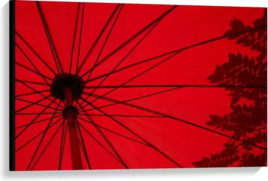 KuijsFotoprint Canvas Rode Parasol 90x60cm Foto op Canvas Schilderij (Wanddecoratie op Canvas)