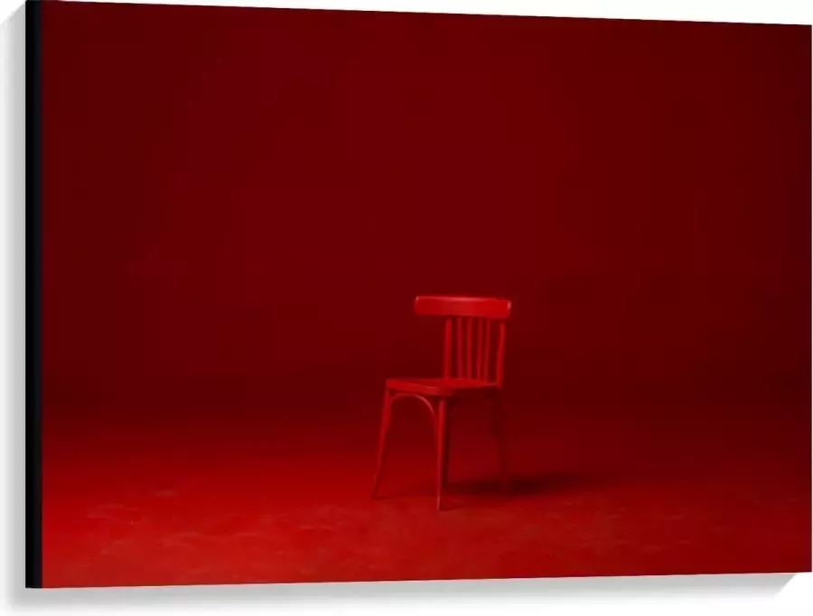KuijsFotoprint Canvas Rode Stoel in Rood Verlichte Kamer 100x75cm Foto op Canvas Schilderij (Wanddecoratie op Canvas)