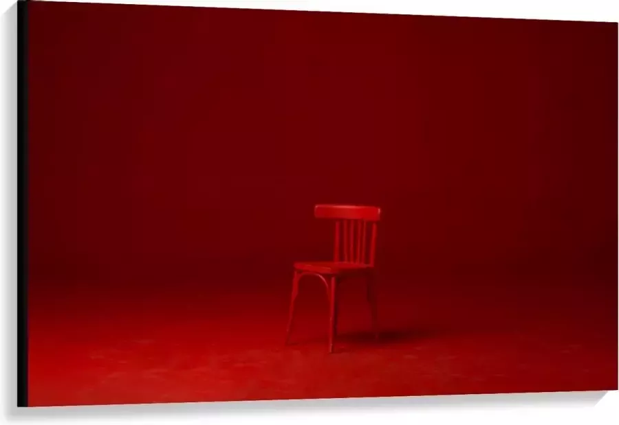 KuijsFotoprint Canvas Rode Stoel in Rood Verlichte Kamer 120x80cm Foto op Canvas Schilderij (Wanddecoratie op Canvas)