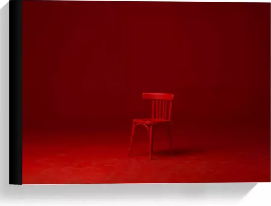 KuijsFotoprint Canvas Rode Stoel in Rood Verlichte Kamer 40x30cm Foto op Canvas Schilderij (Wanddecoratie op Canvas)