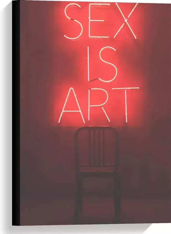KuijsFotoprint Canvas ''Sex is Art'' Rode Letters met Stoel 40x60cm Foto op Canvas Schilderij (Wanddecoratie op Canvas)