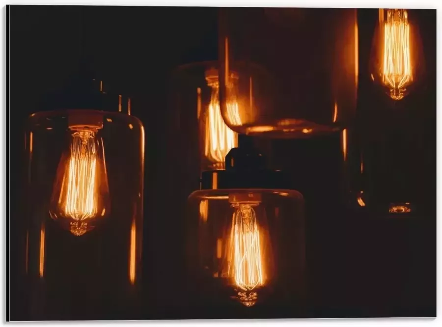KuijsFotoprint Dibond Hangende Lampen in Glazen Potten 40x30cm Foto op Aluminium (Met Ophangsysteem)