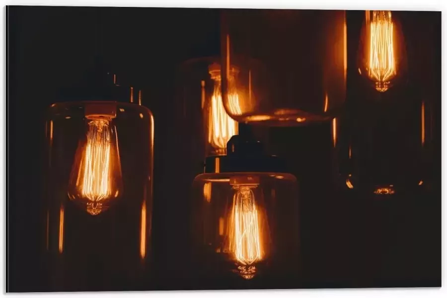 KuijsFotoprint Dibond Hangende Lampen in Glazen Potten 60x40cm Foto op Aluminium (Wanddecoratie van metaal)