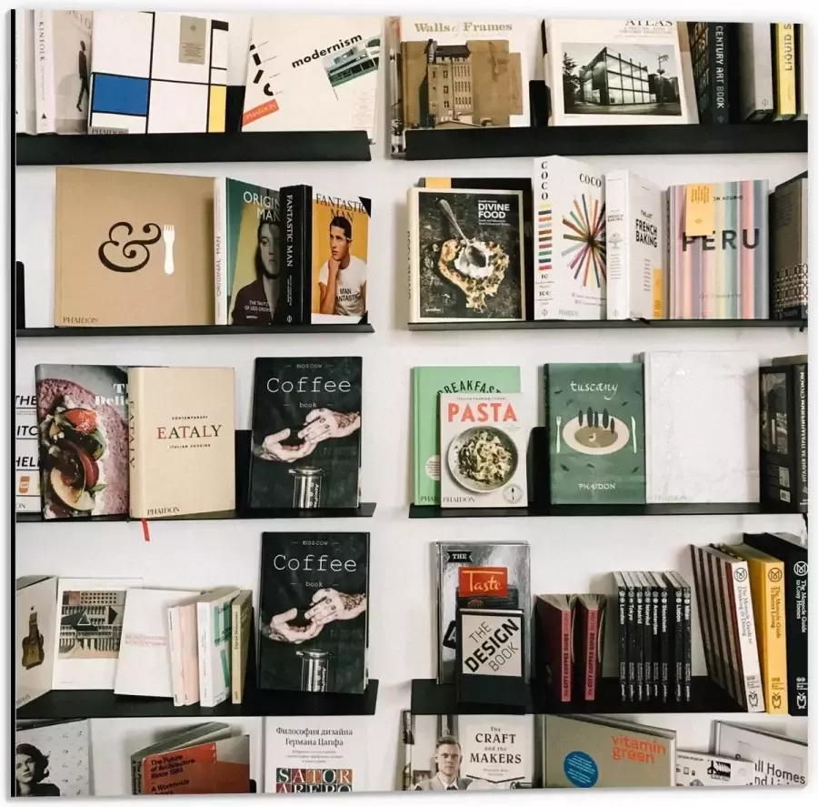KuijsFotoprint Dibond Open Boekenkast 50x50cm Foto op Aluminium (Met Ophangsysteem)