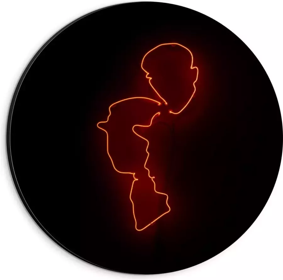 KuijsFotoprint Dibond Wandcirkel Oranje Lamp van Gezichten 20x20cm Foto op Aluminium Wandcirkel (met ophangsysteem)