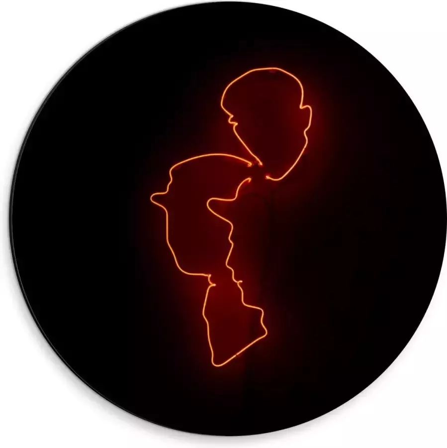 KuijsFotoprint Dibond Wandcirkel Oranje Lamp van Gezichten 30x30cm Foto op Aluminium Wandcirkel (met ophangsysteem)