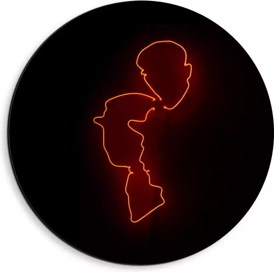 KuijsFotoprint Dibond Wandcirkel Oranje Lamp van Gezichten 40x40cm Foto op Aluminium Wandcirkel (met ophangsysteem)