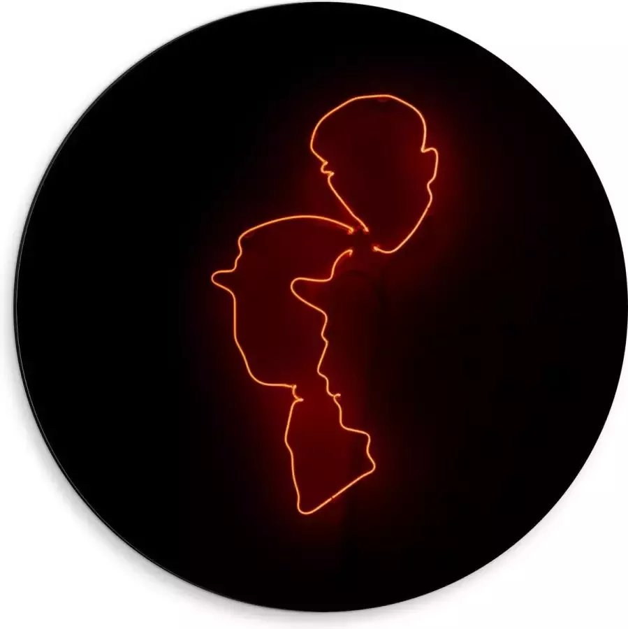KuijsFotoprint Dibond Wandcirkel Oranje Lamp van Gezichten 50x50cm Foto op Aluminium Wandcirkel (met ophangsysteem)