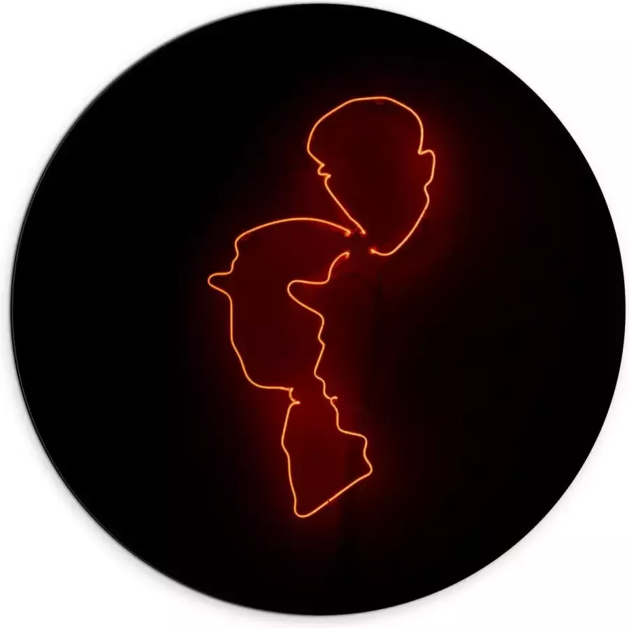 KuijsFotoprint Dibond Wandcirkel Oranje Lamp van Gezichten 70x70cm Foto op Aluminium Wandcirkel (met ophangsysteem)