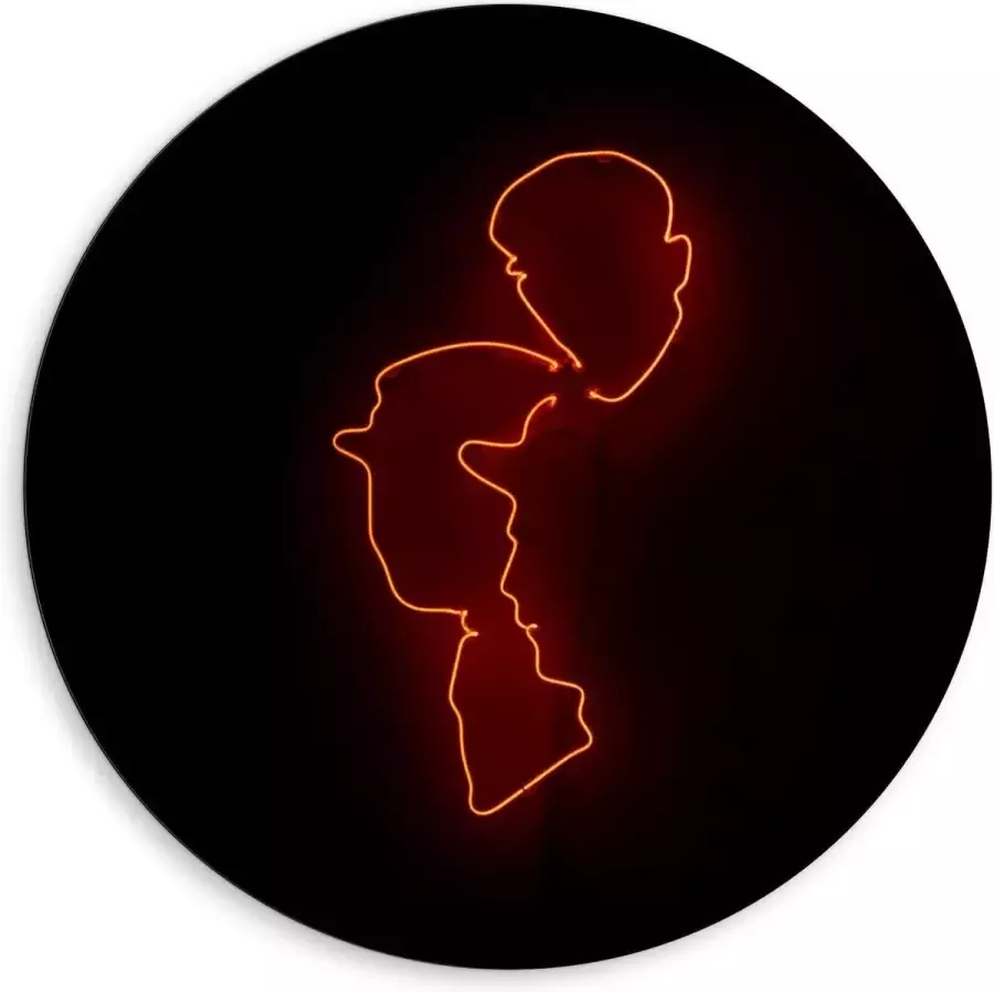 KuijsFotoprint Dibond Wandcirkel Oranje Lamp van Gezichten 80x80cm Foto op Aluminium Wandcirkel (met ophangsysteem)