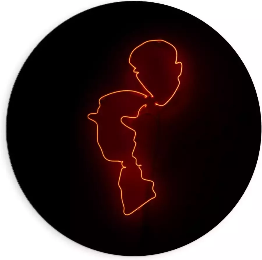 KuijsFotoprint Dibond Wandcirkel Oranje Lamp van Gezichten 90x90cm Foto op Aluminium Wandcirkel (met ophangsysteem)