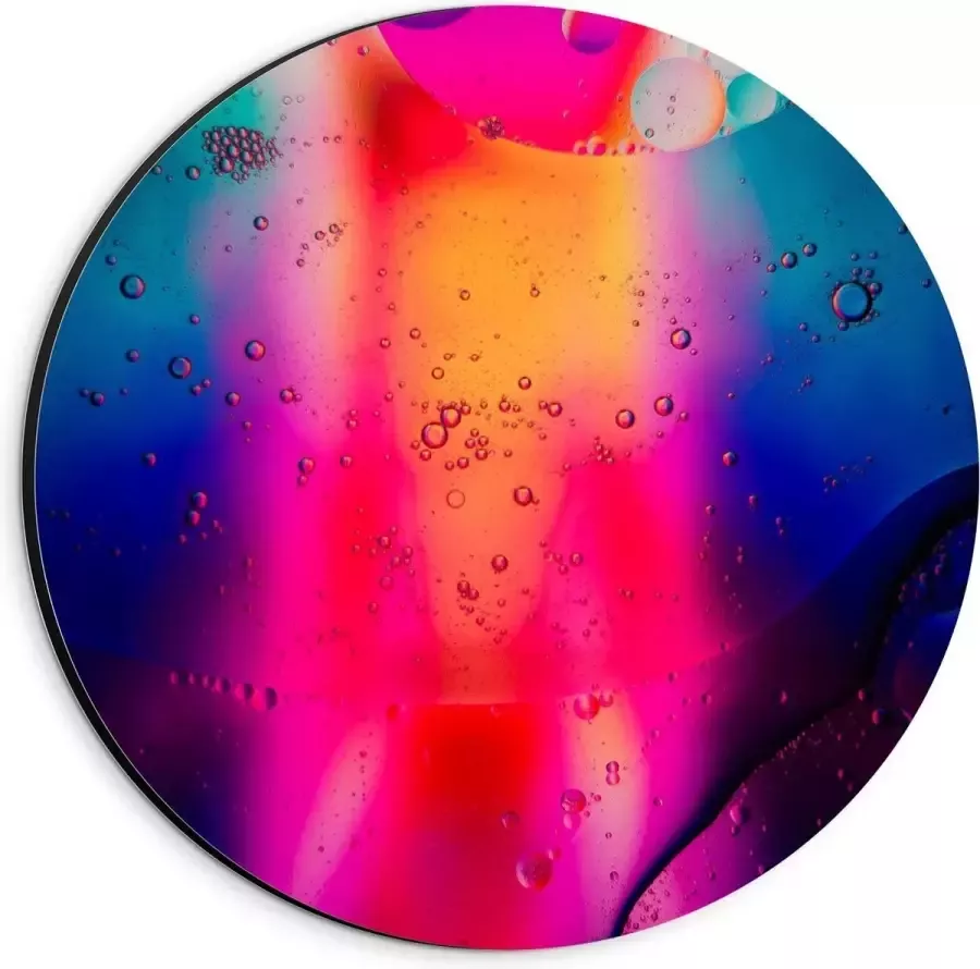 KuijsFotoprint Dibond Wandcirkel Oranje Roze Paarse Lampen 20x20cm Foto op Aluminium Wandcirkel (met ophangsysteem)