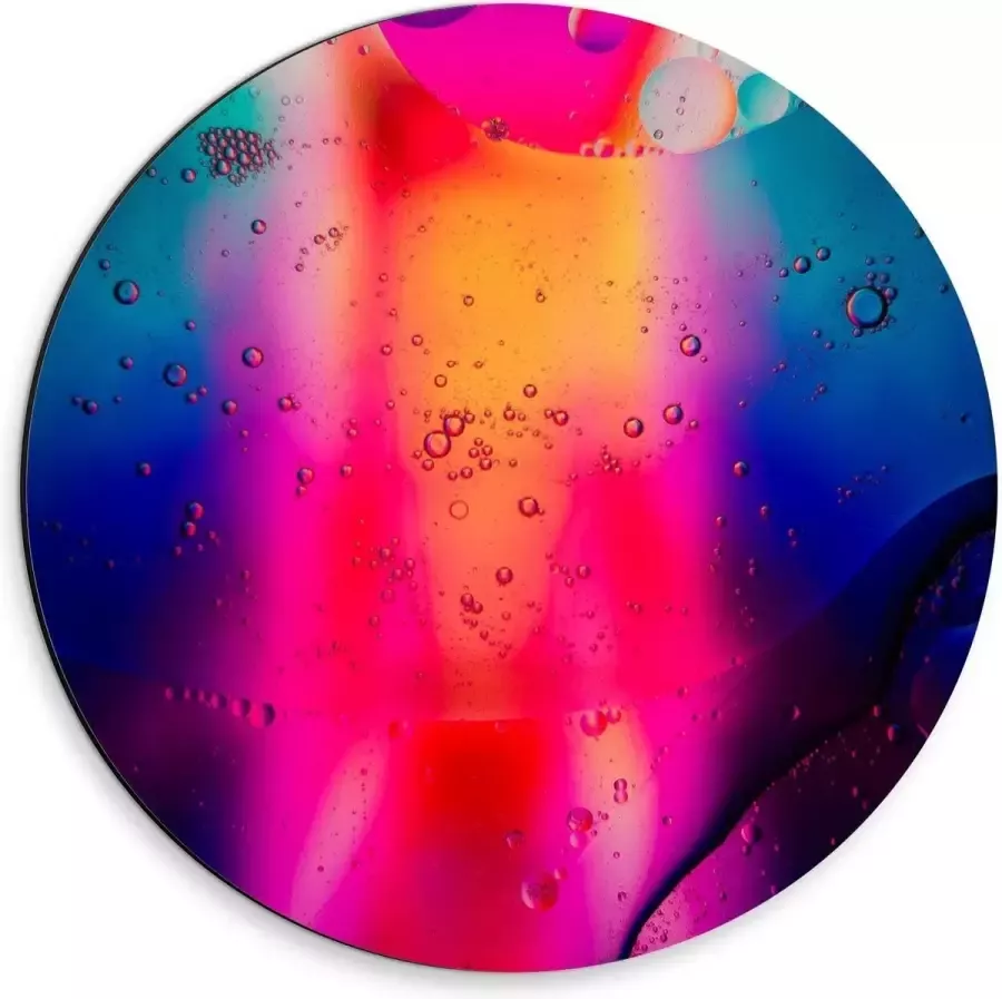 KuijsFotoprint Dibond Wandcirkel Oranje Roze Paarse Lampen 30x30cm Foto op Aluminium Wandcirkel (met ophangsysteem)