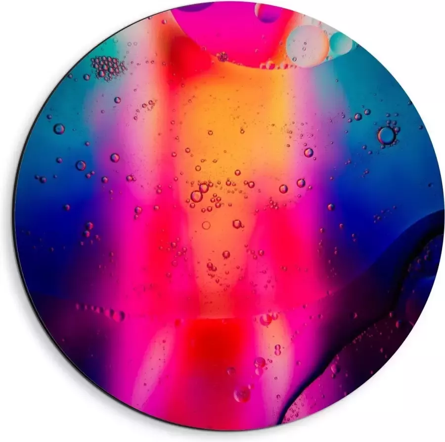 KuijsFotoprint Dibond Wandcirkel Oranje Roze Paarse Lampen 40x40cm Foto op Aluminium Wandcirkel (met ophangsysteem)