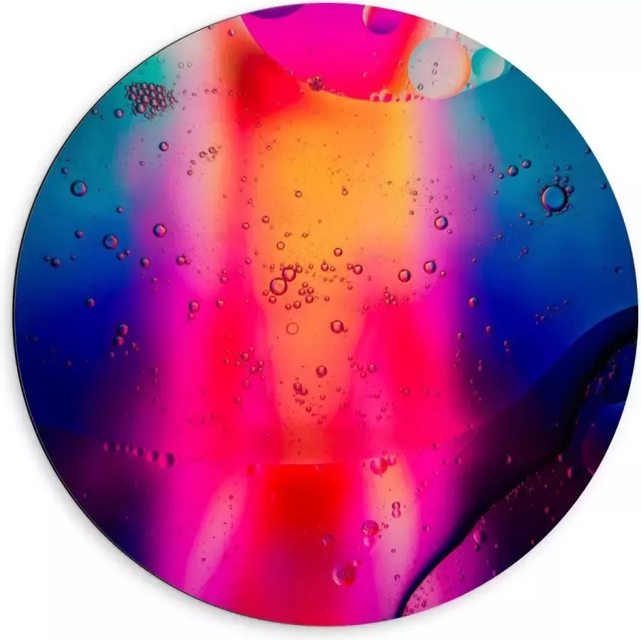 KuijsFotoprint Dibond Wandcirkel Oranje Roze Paarse Lampen 60x60cm Foto op Aluminium Wandcirkel (met ophangsysteem)