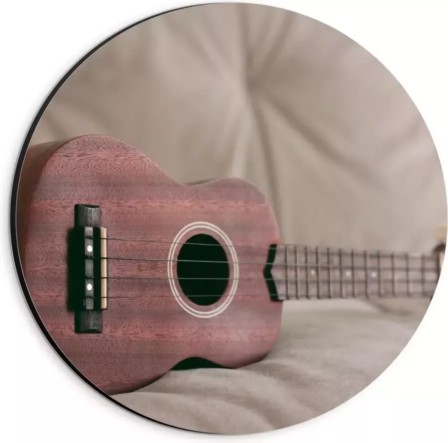 KuijsFotoprint Dibond Wandcirkel Ukelele op Bank 20x20cm Foto op Aluminium Wandcirkel (met ophangsysteem)