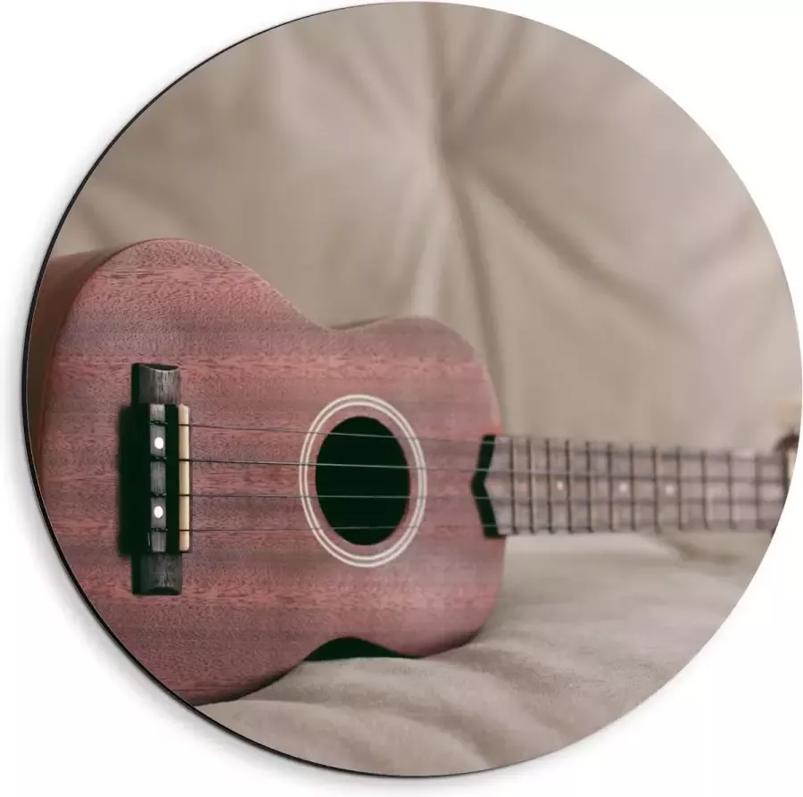 KuijsFotoprint Dibond Wandcirkel Ukelele op Bank 40x40cm Foto op Aluminium Wandcirkel (met ophangsysteem)