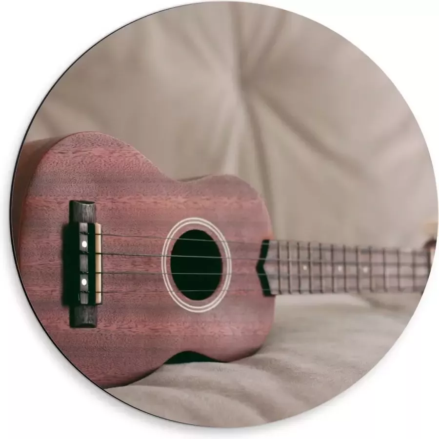 KuijsFotoprint Dibond Wandcirkel Ukelele op Bank 50x50cm Foto op Aluminium Wandcirkel (met ophangsysteem)