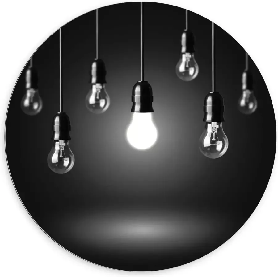KuijsFotoprint Dibond Wandcirkel Zwevende Lampen 100x100cm Foto op Aluminium Wandcirkel (met ophangsysteem)