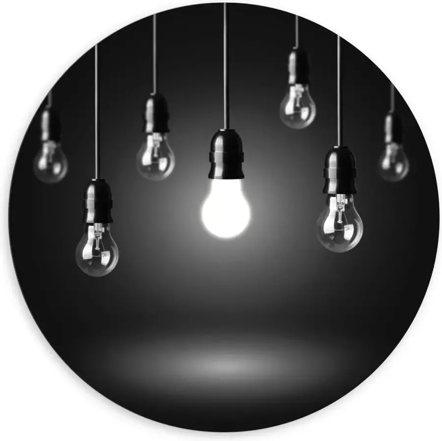 KuijsFotoprint Dibond Wandcirkel Zwevende Lampen 120x120cm Foto op Aluminium Wandcirkel (met ophangsysteem)