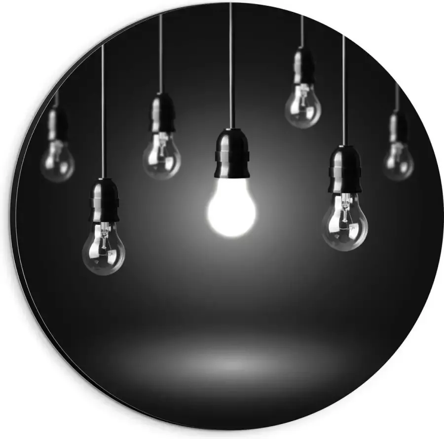 KuijsFotoprint Dibond Wandcirkel Zwevende Lampen 20x20cm Foto op Aluminium Wandcirkel (met ophangsysteem)