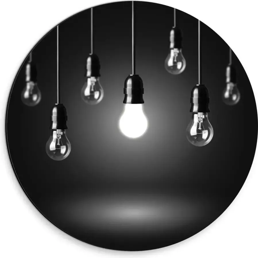 KuijsFotoprint Dibond Wandcirkel Zwevende Lampen 30x30cm Foto op Aluminium Wandcirkel (met ophangsysteem)