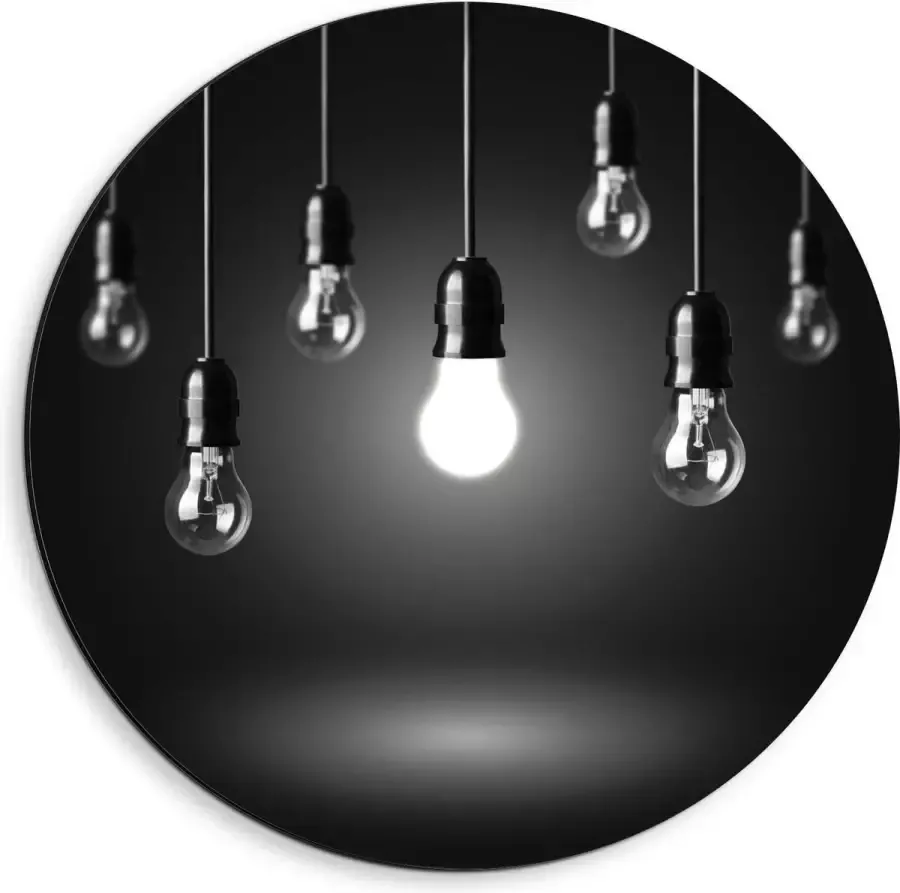 KuijsFotoprint Dibond Wandcirkel Zwevende Lampen 40x40cm Foto op Aluminium Wandcirkel (met ophangsysteem)