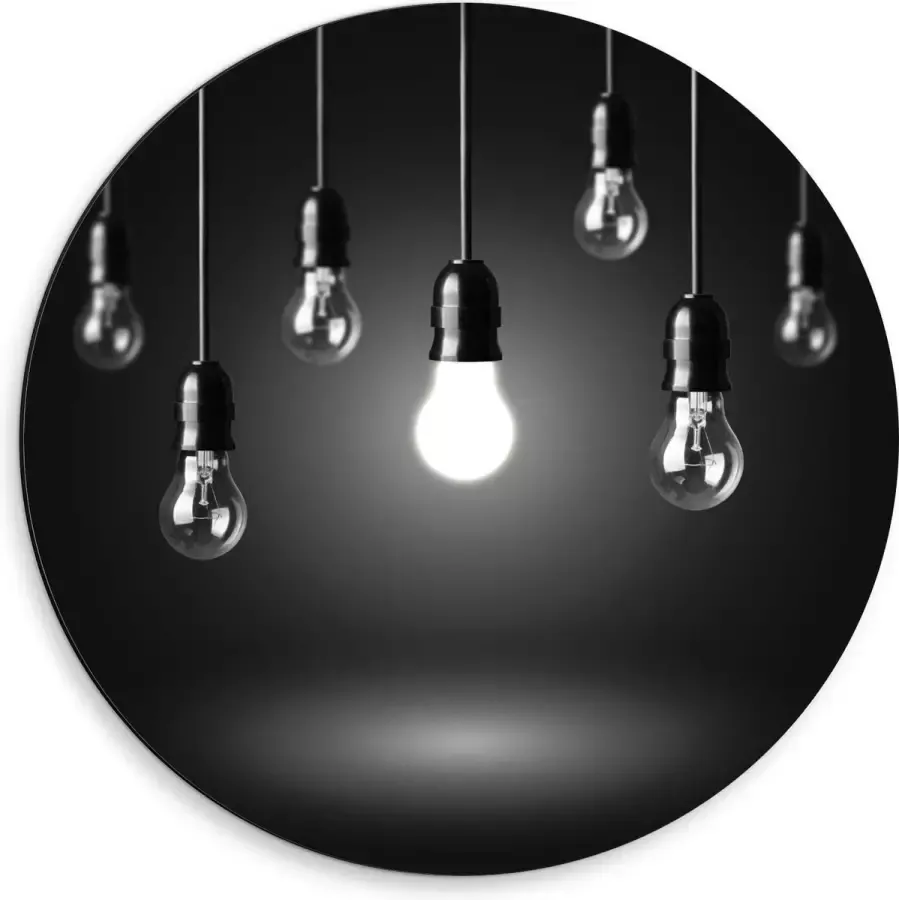 KuijsFotoprint Dibond Wandcirkel Zwevende Lampen 50x50cm Foto op Aluminium Wandcirkel (met ophangsysteem)