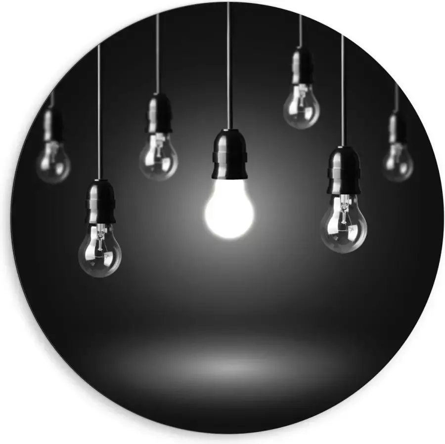 KuijsFotoprint Dibond Wandcirkel Zwevende Lampen 80x80cm Foto op Aluminium Wandcirkel (met ophangsysteem)