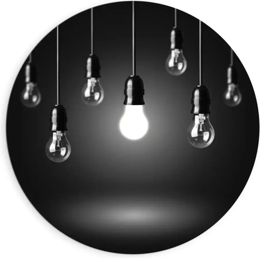 KuijsFotoprint Dibond Wandcirkel Zwevende Lampen 90x90cm Foto op Aluminium Wandcirkel (met ophangsysteem)
