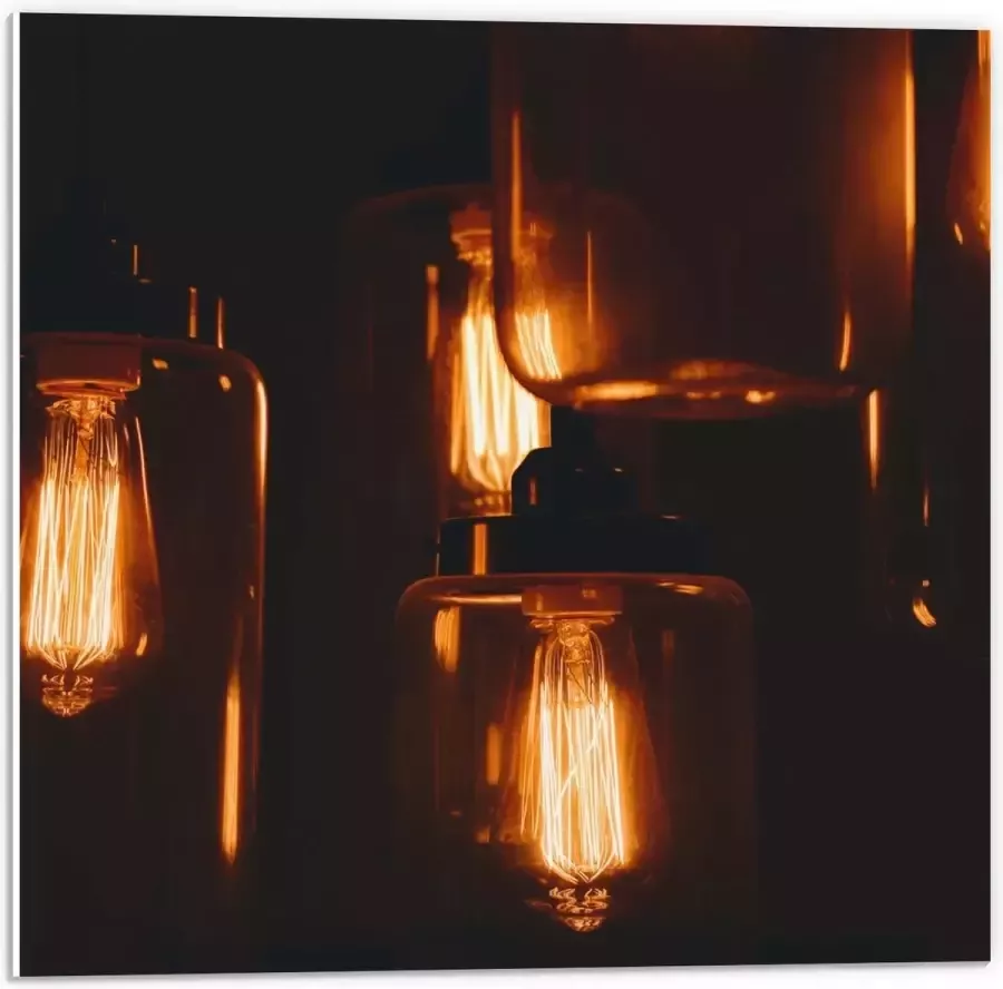 KuijsFotoprint Forex Hangende Lampen in Glazen Potten 50x50cm Foto op Forex