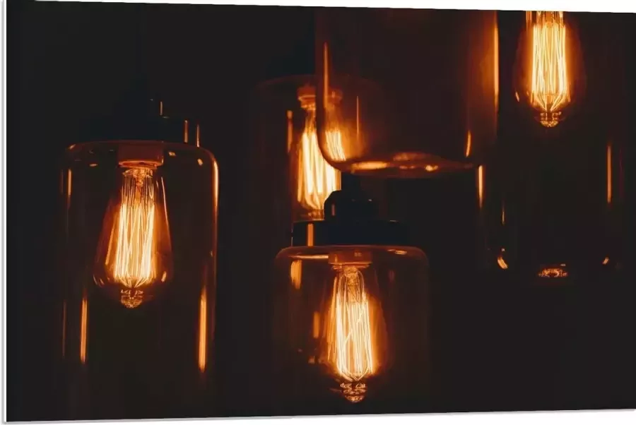 KuijsFotoprint Forex Hangende Lampen in Glazen Potten 90x60cm Foto op Forex